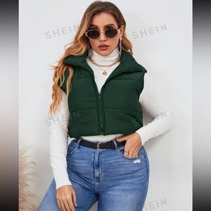 NEW | Dark Green Micro Puffer Vest | Cropped | Size 4X
